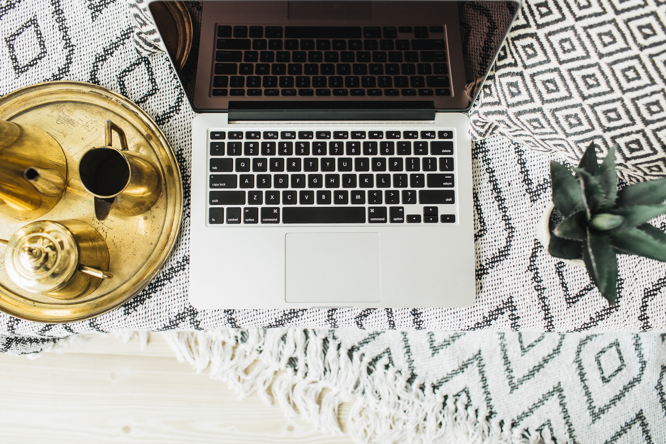 Stylish flat lay home office desk